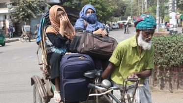 Dhaka University students were seen leaving the campus