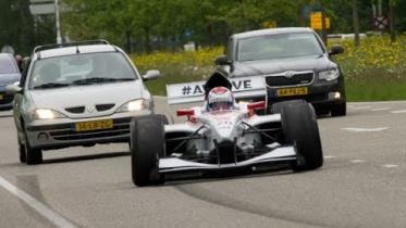 F1 car on public road