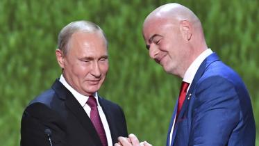 Vladimir Putin and FIFA President Gianni 