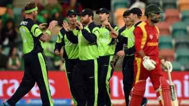 Ireland cricketers celebrate 