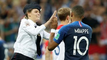 Mbappe hifives pussy riot member