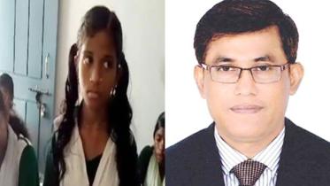 Eighth grader Poli Malakar and UNO Mahmudul Huq