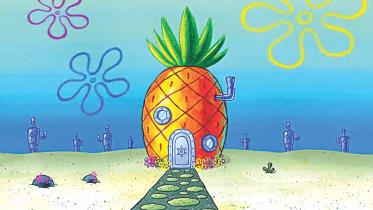 Who lives in a pineapple under the sea