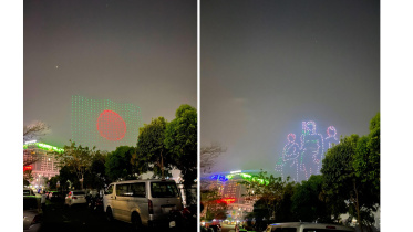 Country’s first-ever drone show lights up the Dhaka sky over Hatirjheel.