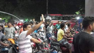 Bikers block highway in Rajshahi