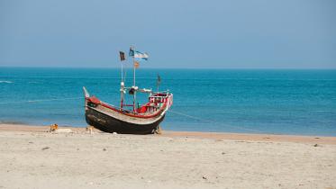 Saint Martin fishing boat on beach