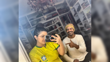 Pori Moni wears Brazil's jersey 