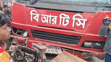 BRTC bus hits rickshaw in Dinajpur