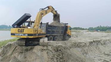 Illegal sand lifting in Tangail