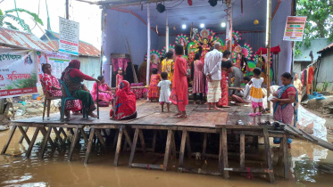 waterlogged Durga Puja