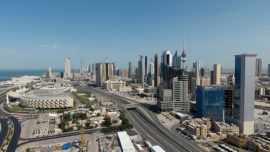 A drone view shows Kuwait City, in the aftermath of strikes by Israel and the U.S. on Iran, in Kuwait, February 28, 2026. Photo: Reuters/Stephanie McGehee