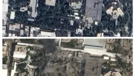 'Before and after' images highlight damage at Iranian supreme leader Khameini's compound. Photo: Airbus