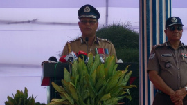 IGP Md Ali Hossain Fakir handed over the awards to members of different units, including the police, Rab, and DB. Photo: Collected