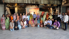 A group of around 60 students and two faculty members from Jagannath University's Mass Communication and Journalism department visited The Daily Star today. Photo: Star