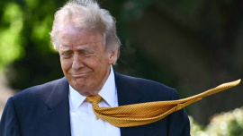 US President Donald Trump walks to speak to the press before boarding Marine One on the South Lawn of the White House in Washington, DC on May 12, 2026. Photo: AFP