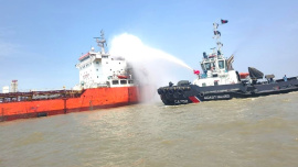 fire at Chattogram port oil tanker