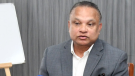 Ziauddin Hyder speaks at his secretariat office after returning from Lisbon. Photo: Collected