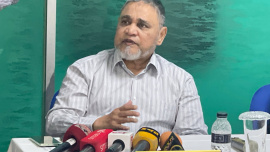 The CEC speaks to reporters after a dialogue with Election Commission officials at the Election Training Institute in Agargaon, Dhaka. Photo: Courtesy