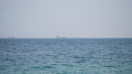 Vessels near the Strait of Hormuz, as seen from Musandam, Oman, August 6, 2026. Photo: Reuters