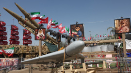 An Iranian drone and an Iranian missile system are displayed in Azadi Square in Tehran, Iran, July 30, 2026. Photo: Reuters