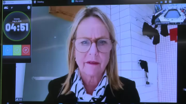 Councillor Jo Galer joined the Dunedin meeting with washing behind her. Photo: YouTube