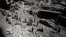 an Israeli strike on a residential building in Gaza.jpg