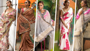 Bright florals and bold prints rule spring saree fashion
