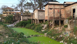 Once a thriving waterway navigable by large boats, the Jojnal has now shrunk into a foul-smelling canal. Photo: Star