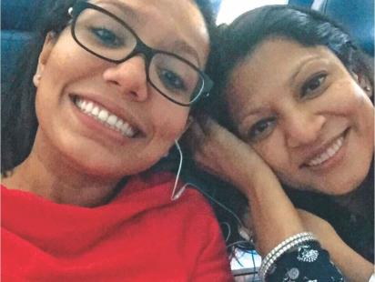 Abinta Kabir (L) with her mother.