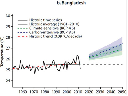 Historic and Projected Temperatures for Bangladesh