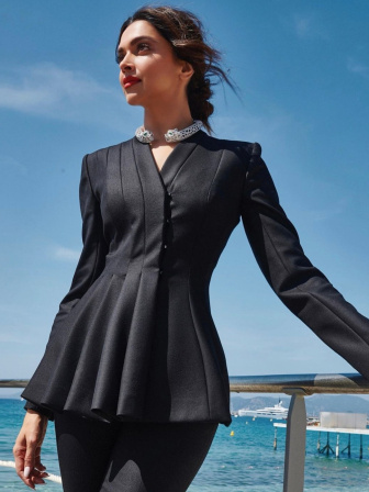 Deepika Padukone black pantsuit