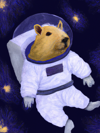 dalle_2022-10-10_13.38.34_-_astronaut_capybara_floating_in_space_lost_modern_van_gogh_style.png