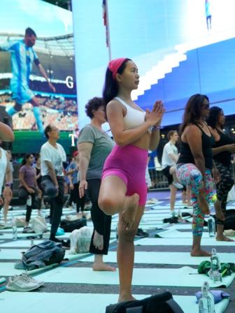 Times Square yoga event