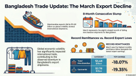 Bangladesh exports drop in March 2026